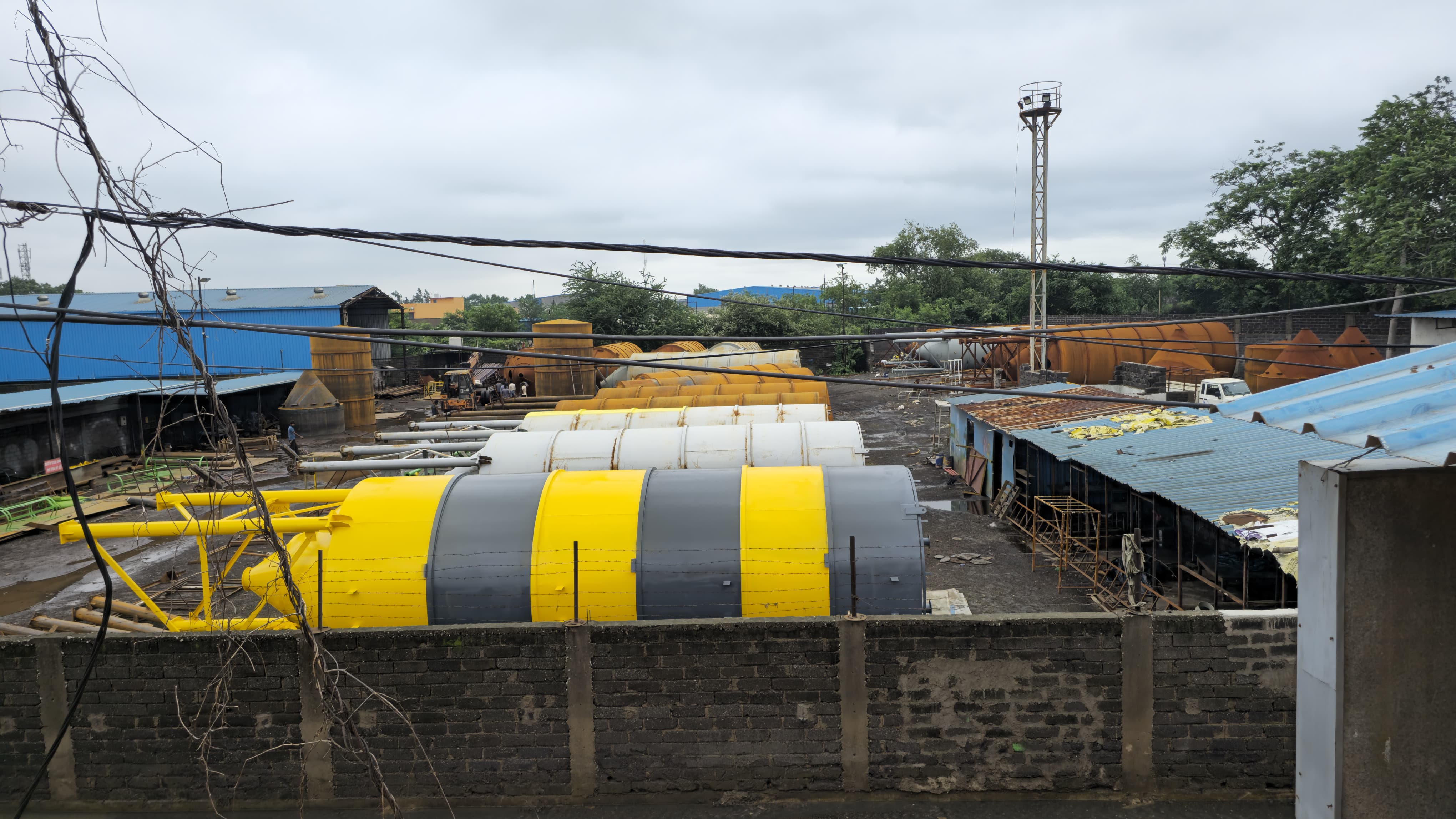 Factory interior with machinery
